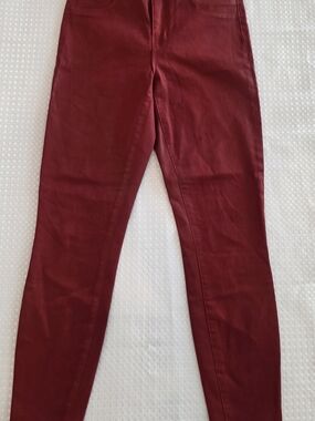 L'AGENCE Margot Coated Skinny Jeans in Redstone Waxed Red Sz 28 EUC